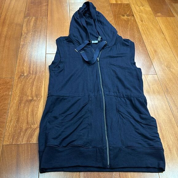 Athleta Lotus Vest Hoodie Navy Blue Long Full Zip Sleeveless size XXS - Picture 3 of 13